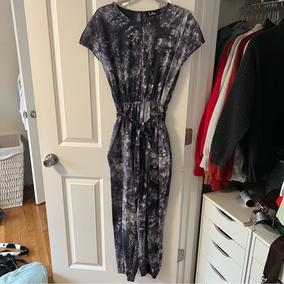 Lulus On a Road Trip Navy Blue Tie-Dye Short Sleeve Jumpsuit - Picture 6 of 10